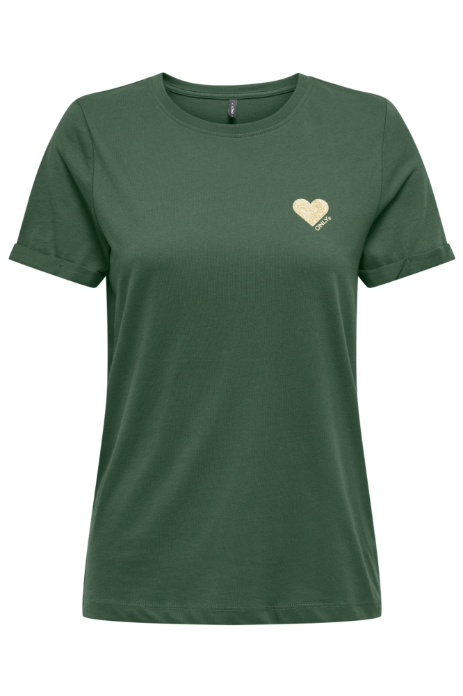 ONLKITA LIFE S/S TOP NOOS 15244714 PINENEEDLE/GOLD GLITT